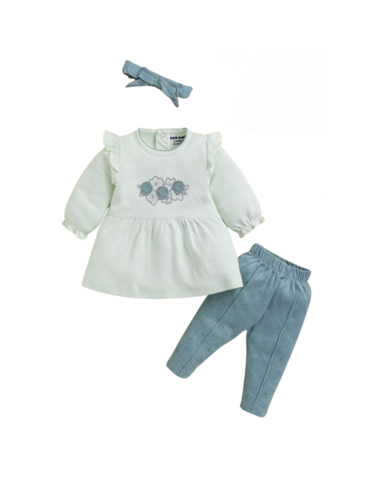 🌸 Baby Girl 3-Piece Outfit Set – Dress, Leggings &amp; Headband
