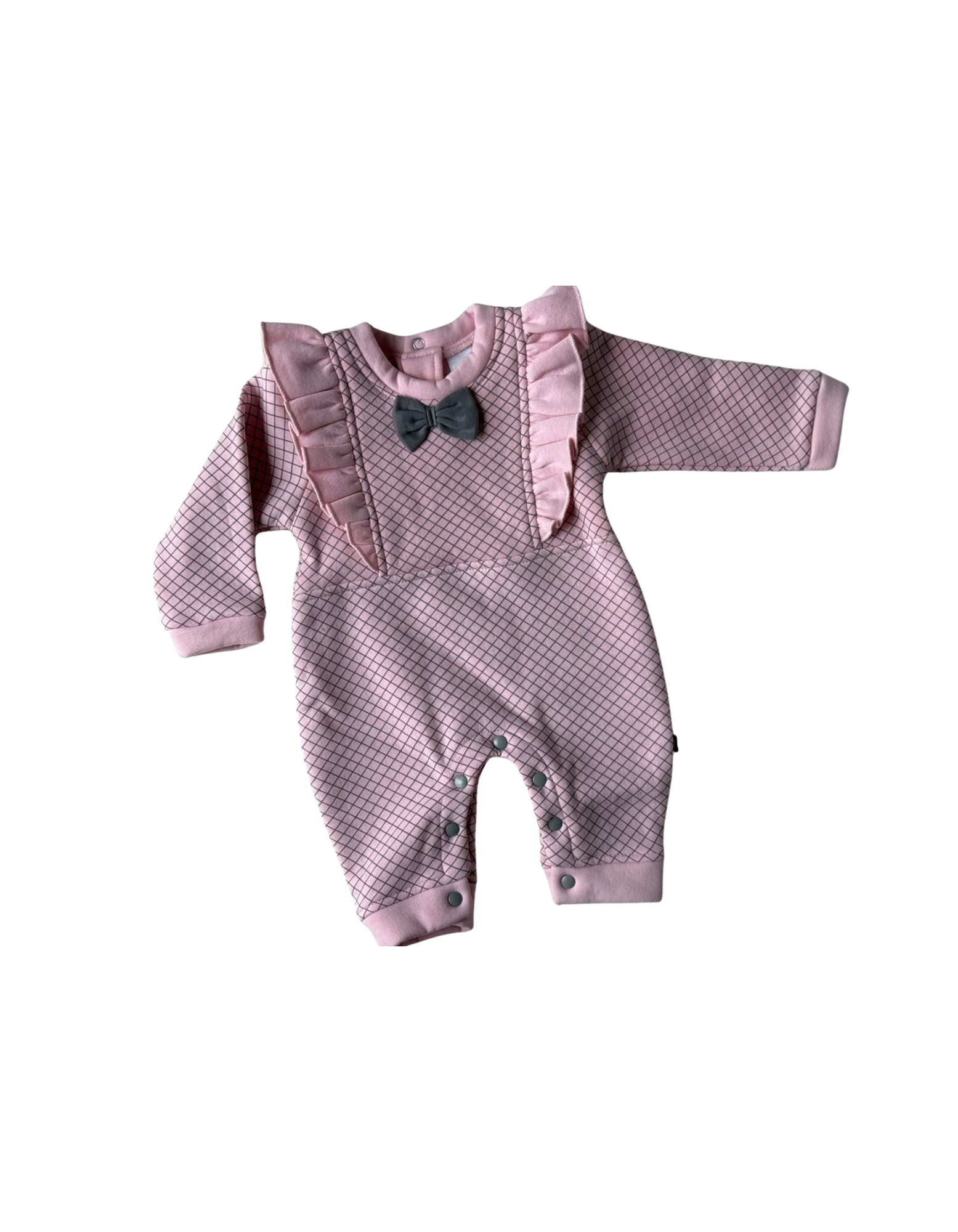 🍼 Premium Baby Girl Romper – Elegant Pink with Bow Accent