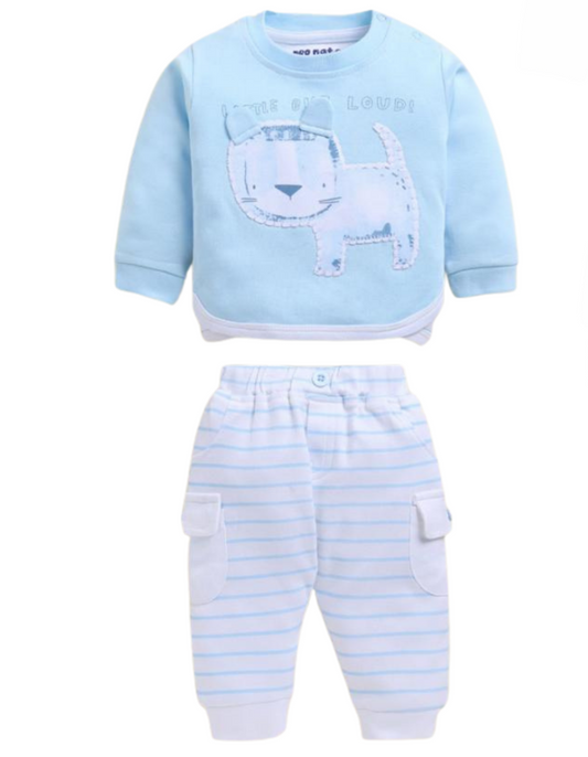 🍼 Baby Lion 2-Piece Outfit – Beige &amp; White