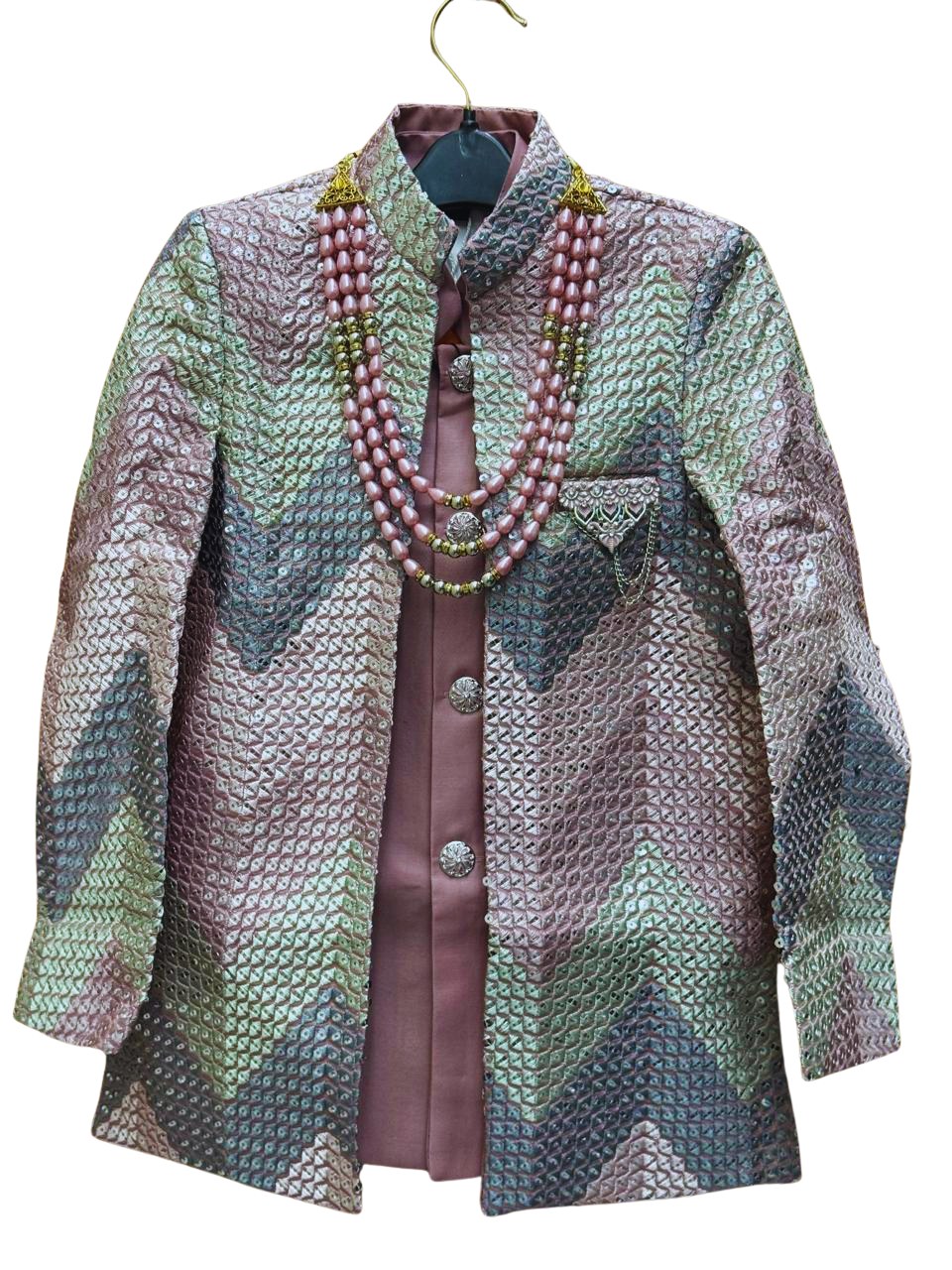 Boys' Premium Ethnic Set – Rose Gold Sherwani &amp; Pants