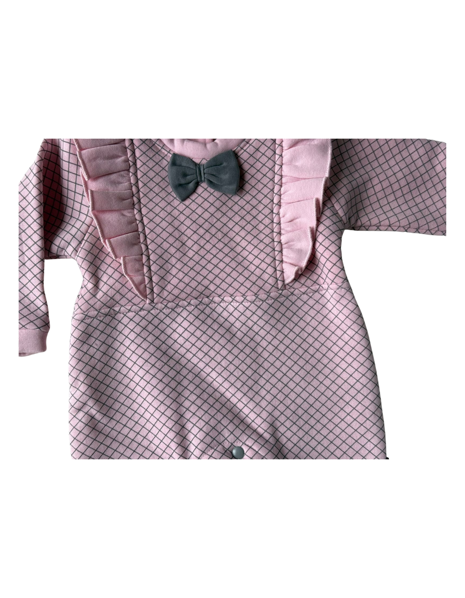 🍼 Premium Baby Girl Romper – Elegant Pink with Bow Accent
