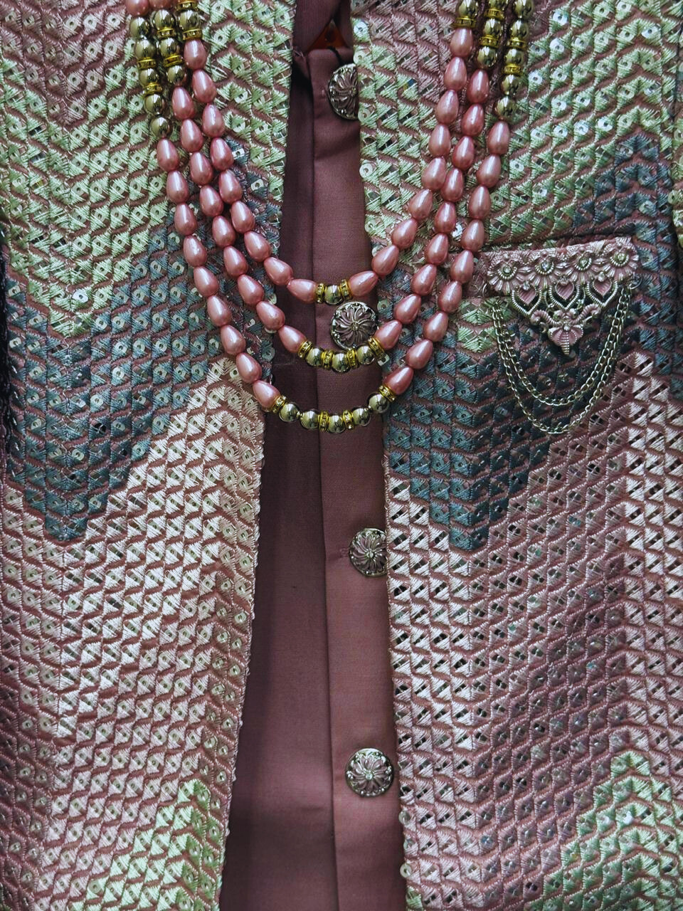 Boys' Premium Ethnic Set – Rose Gold Sherwani &amp; Pants