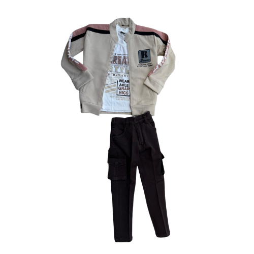 Trendy 3-piece winter outfit for boys — perfect for casual outings and everyday comfort.