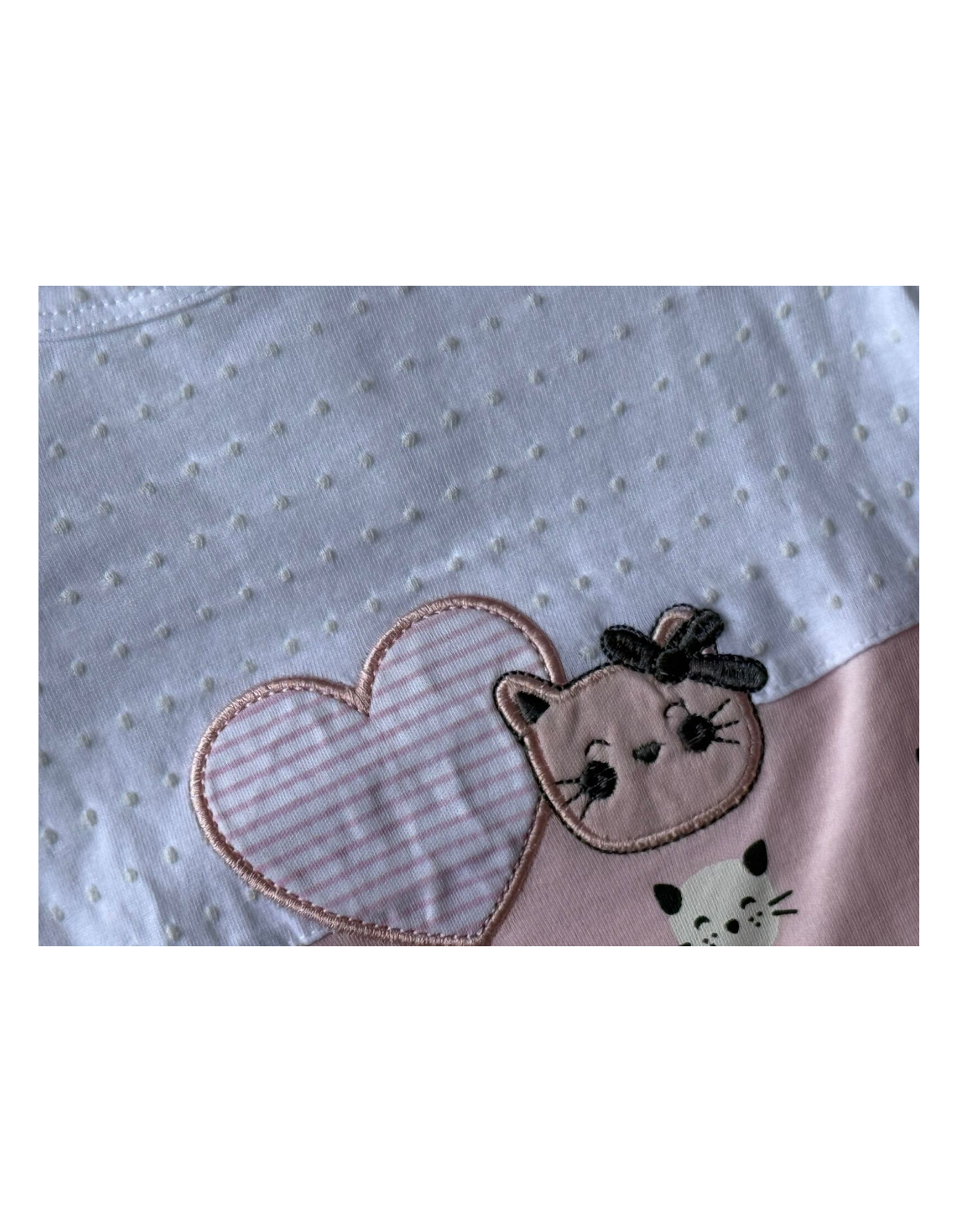 🍼 Baby Girl Cotton Romper – Pink &amp; White Kitty Print