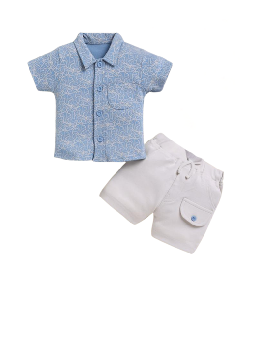 “Dress your little one in comfort &amp; charm with this pastel-perfect shirt and shorts set