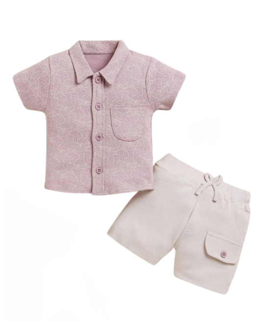 “Dress your little one in comfort &amp; charm with this pastel-perfect shirt and shorts set
