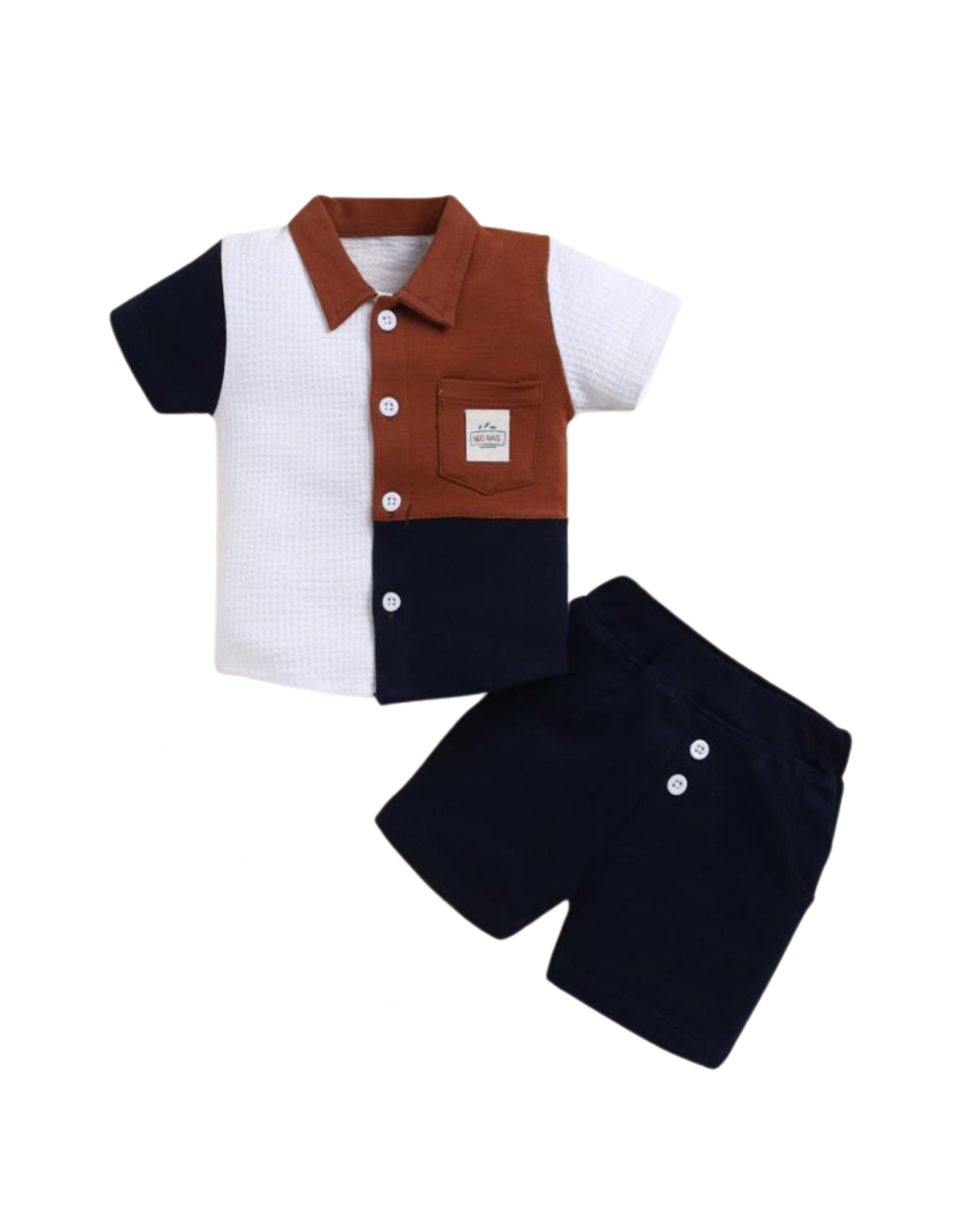 👕 Baby Boys’ Smart Summer Set – Shirt &amp; Shorts Combo