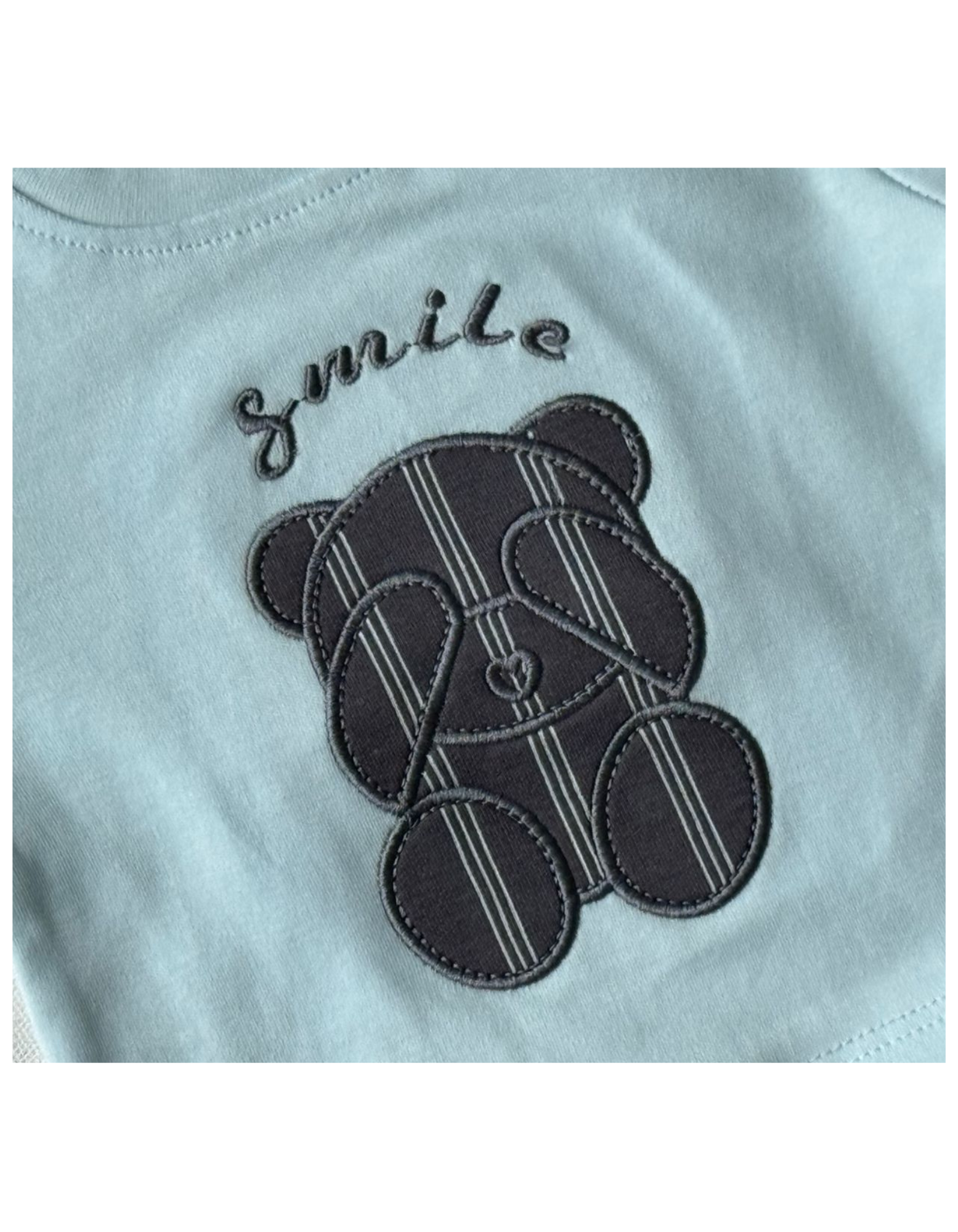 🐻 Cute Baby Boy Outfit – “Smile Bear” Top &amp; Striped Pant Set .