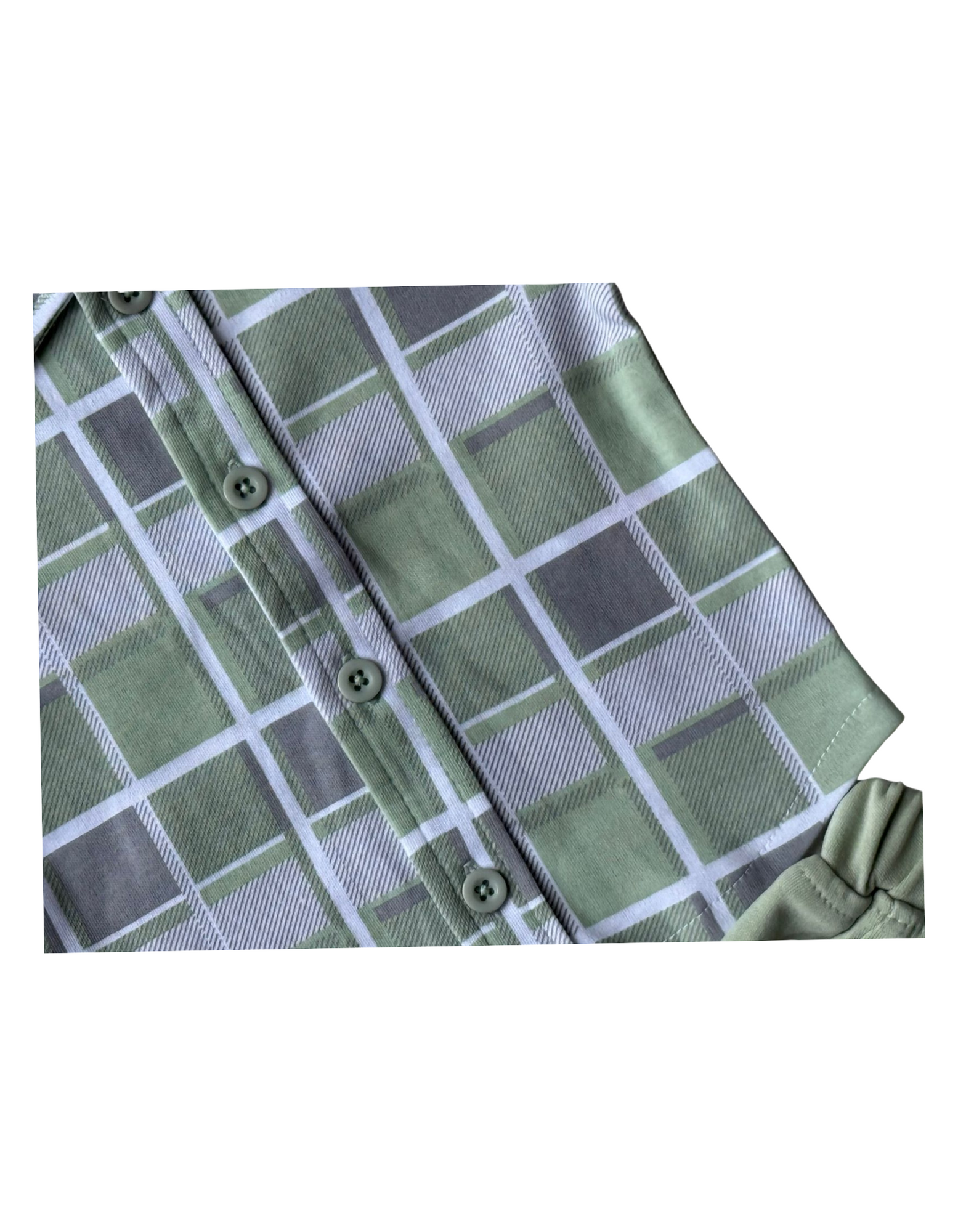 🌿 Trendy Baby Boy Outfit – Mint Green Check Shirt &amp; Shorts Set