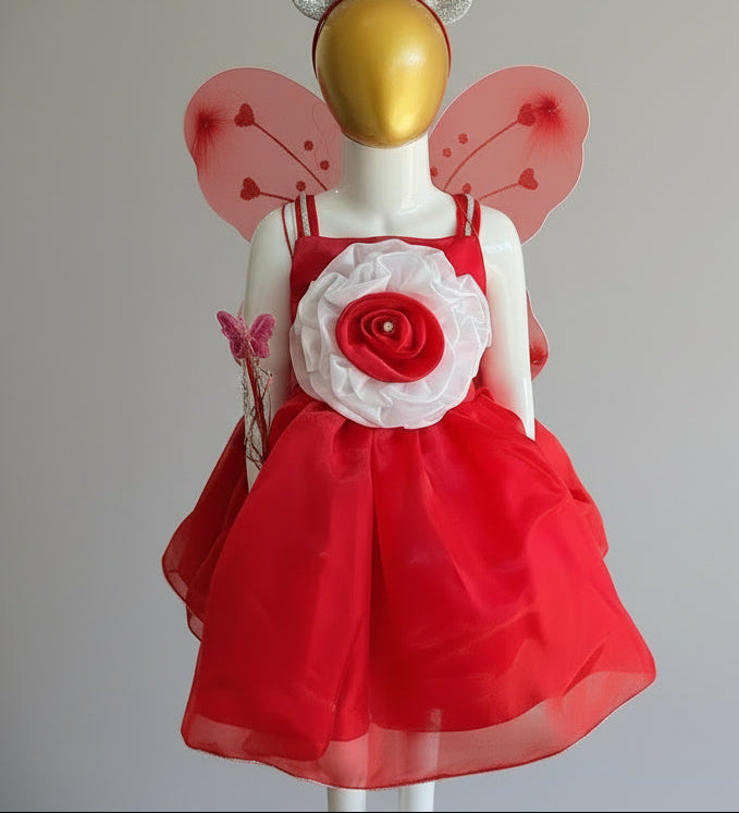 Mini Me Kidz White Fairy Princess Dress with Butterfly Wings & Crown