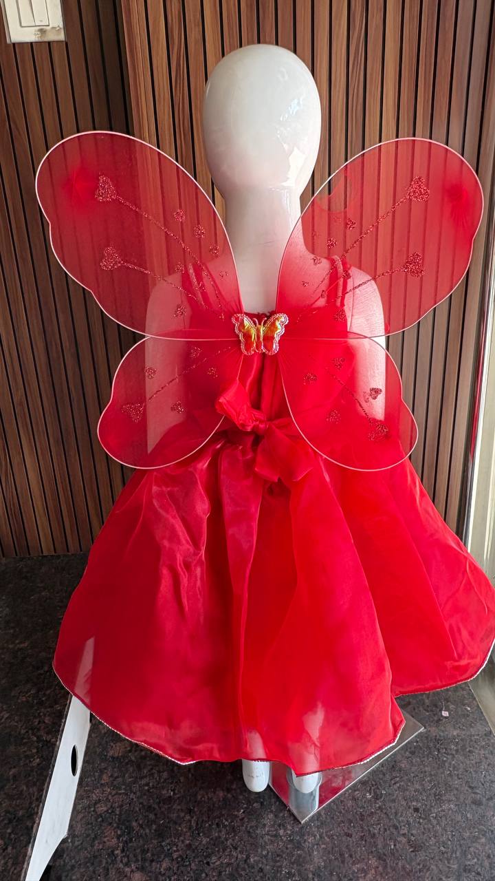 Mini Me Kidz White Fairy Princess Dress with Butterfly Wings & Crown