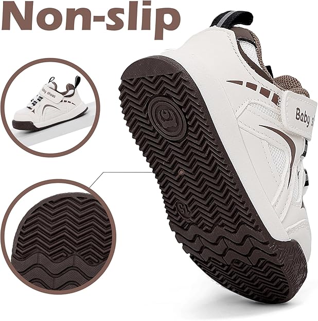 Premium Baby Sneakers for Boys & Girls – Anti-Slip Rubber Sole First Walker Shoes, Soft Breathable Mesh, Lightweight Toddler Casual Shoes with Velcro Strap & Elastic Lace