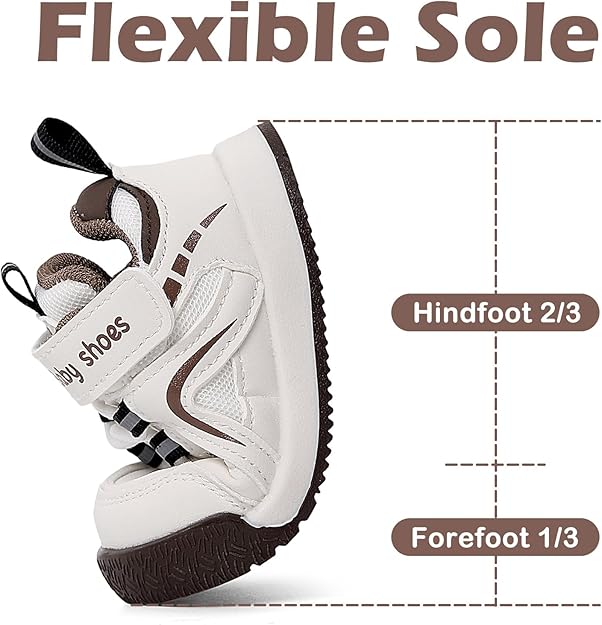 Premium Baby Sneakers for Boys & Girls – Anti-Slip Rubber Sole First Walker Shoes, Soft Breathable Mesh, Lightweight Toddler Casual Shoes with Velcro Strap & Elastic Lace
