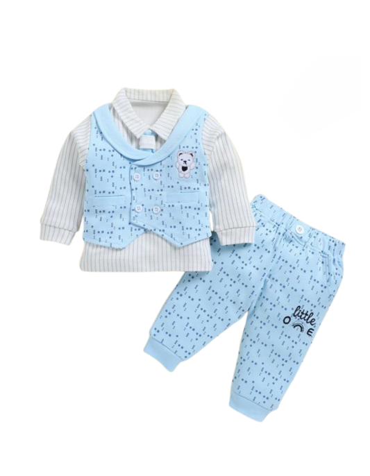 “Dress your little prince in comfort &amp; cuteness – Premium Baby Boy Outfit Set.”