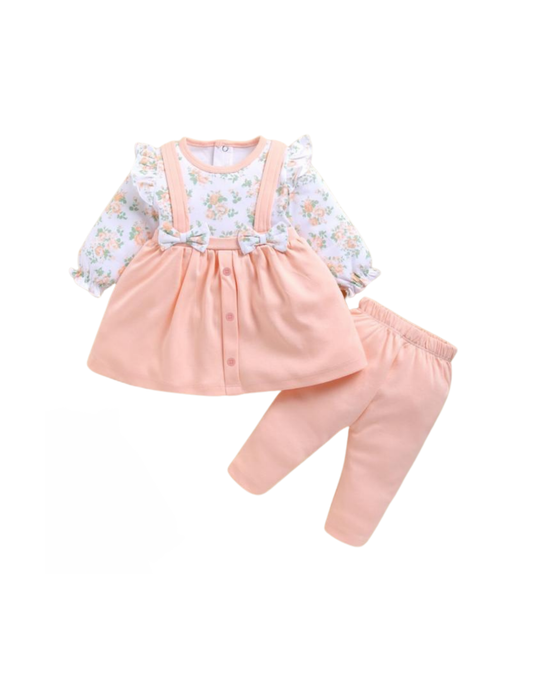 🌸 Baby Girl Outfit – Pink Floral Set