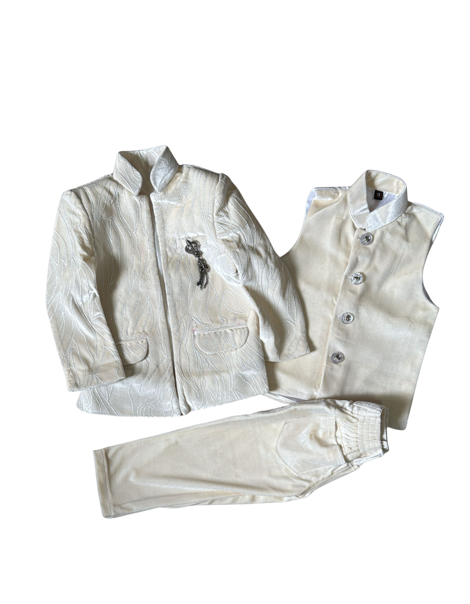Boys 3-Piece Premium Ethnic Party Wear Set – Off White