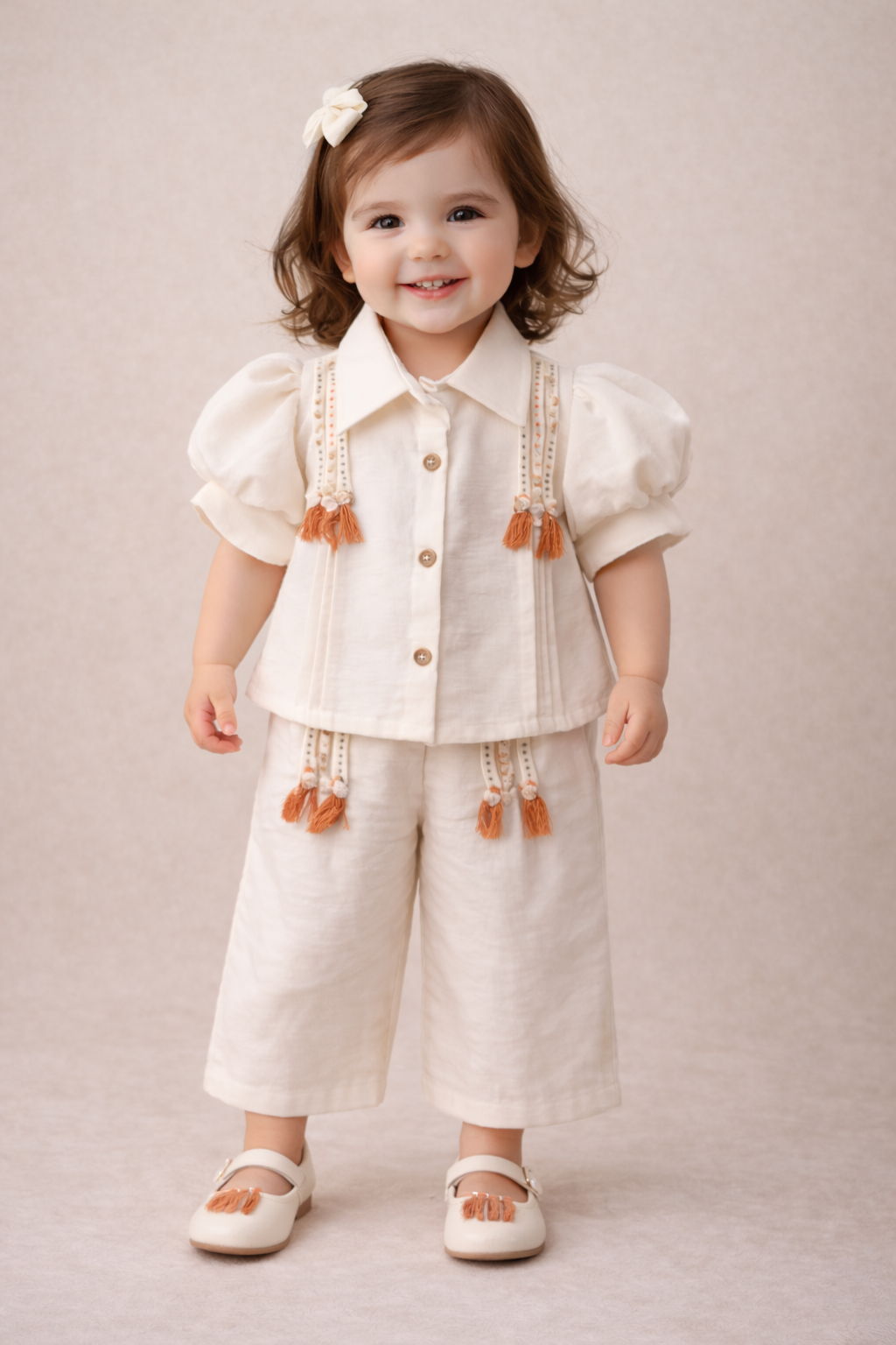 Elegant Cream Co-ord Set for Little Girls