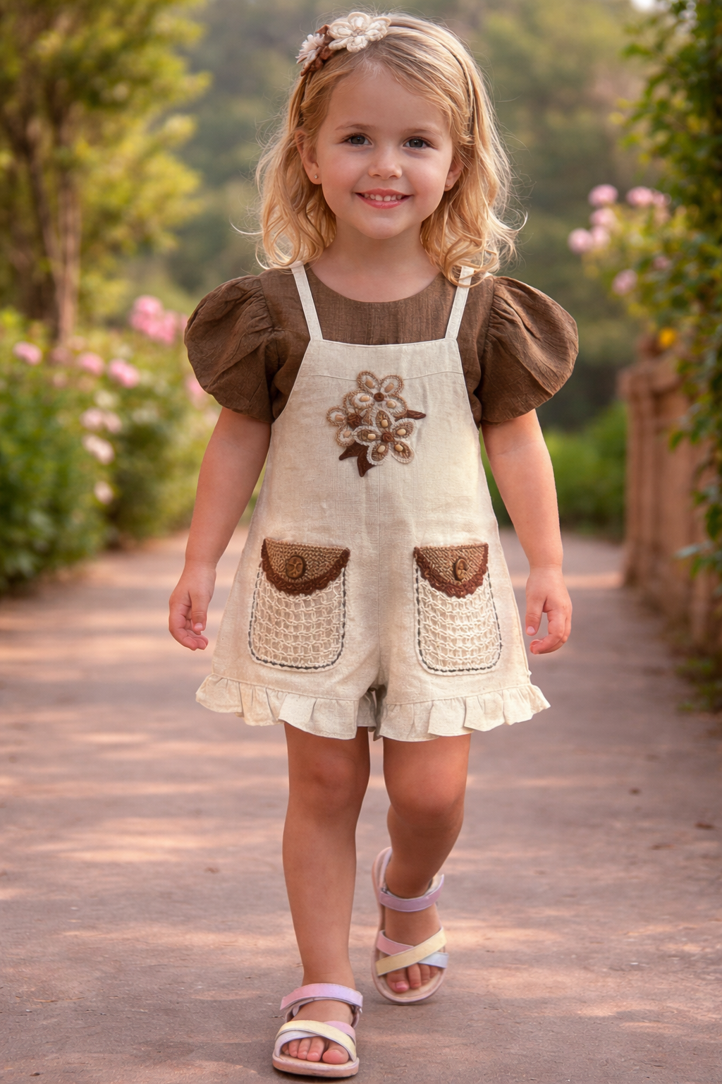 Charming Vintage-Inspired Romper Set for Little Girls