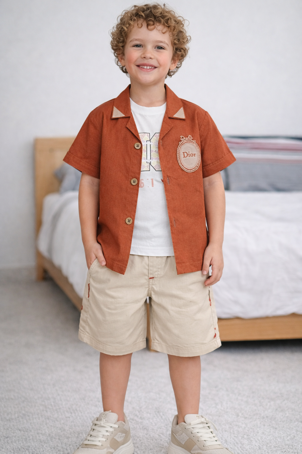 Rust Classic Shirt &amp; Shorts Set for Boys