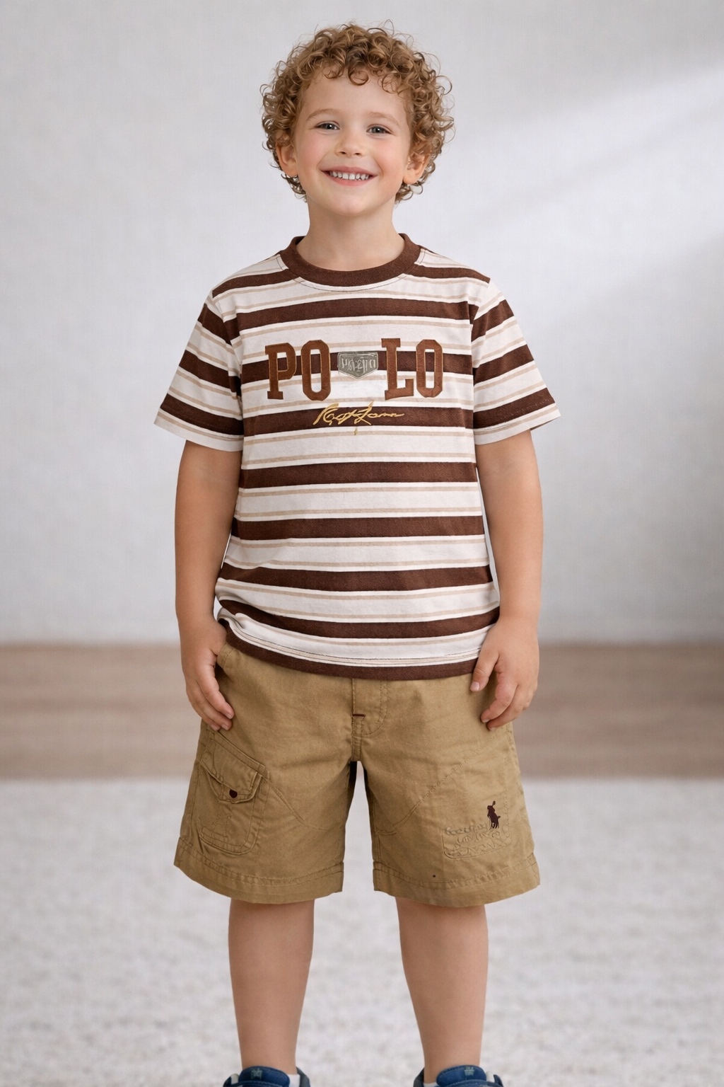 Boys Striped T-Shirt & Cargo Shorts Set