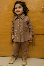 Elegant Coffee Brown Embellished Co-Ord Set, "Stylish, festive, and oh-so-comfy!"