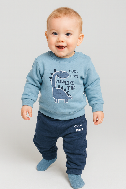 👶 Cool Boys Dino Sweatshirt &amp; Pant Set