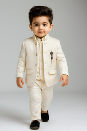 Boys 3-Piece Premium Ethnic Party Wear Set – Off White