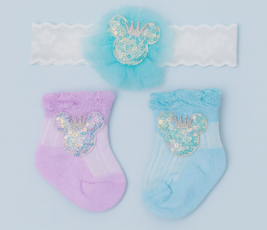 🌸 Baby Accessories Combo – Headband &amp; Socks Set 🌸