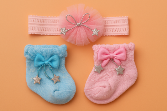 🌟 Baby Starry Dreams Combo – Headband &amp; Socks Set 🌟