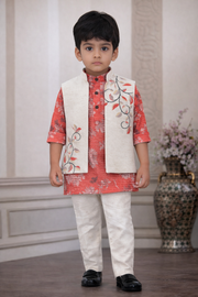 Boys Festive Kurta Pajama & Nehru Jacket Set – Elegant Indian Ethnic Outfit
