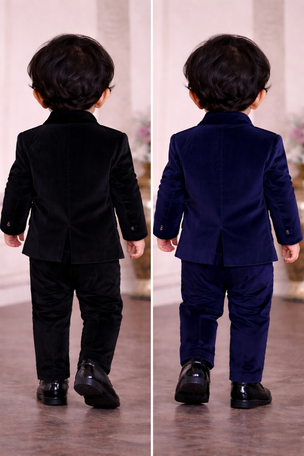 Luxury Baby Boys Velvet Coat Pant Set with Shoulder Work – Special Occasion Outfit