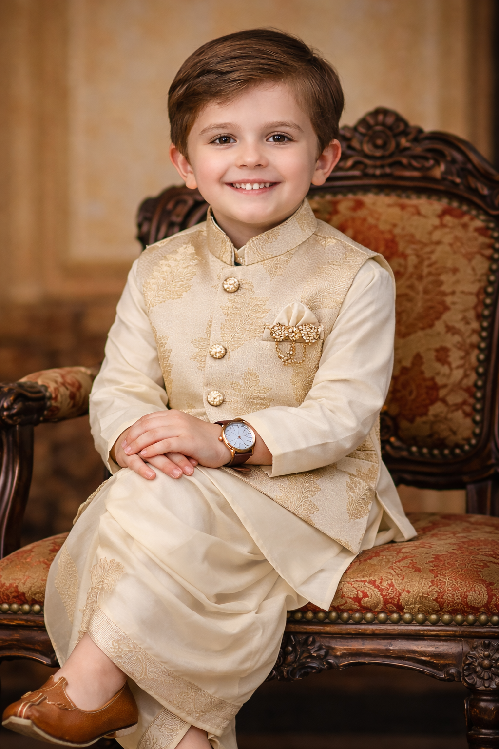 Premium Cream Dhoti Kurta Set for Boys [4 pcs set]