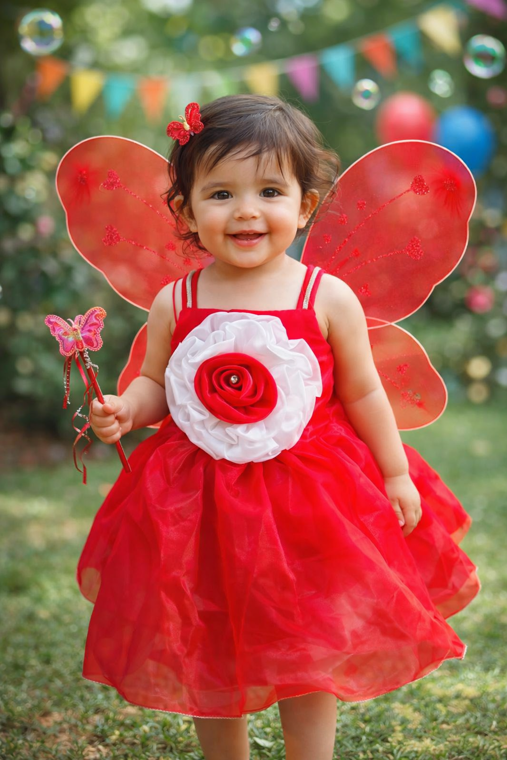 Mini Me Kidz White Fairy Princess Dress with Butterfly Wings & Crown