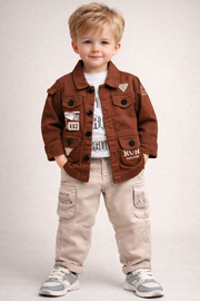 Stylish Baby Boy Jacket & Cargo Pant Set (3-pcs set)