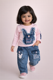 Baby Girl Stylish Denim Pant Set
