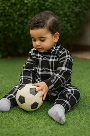 Cozy Black Checkered Toddler Night Suit