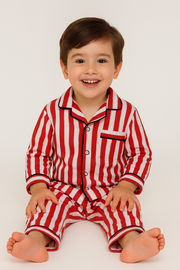 This is a stylish and cozy toddler pajama set featuring