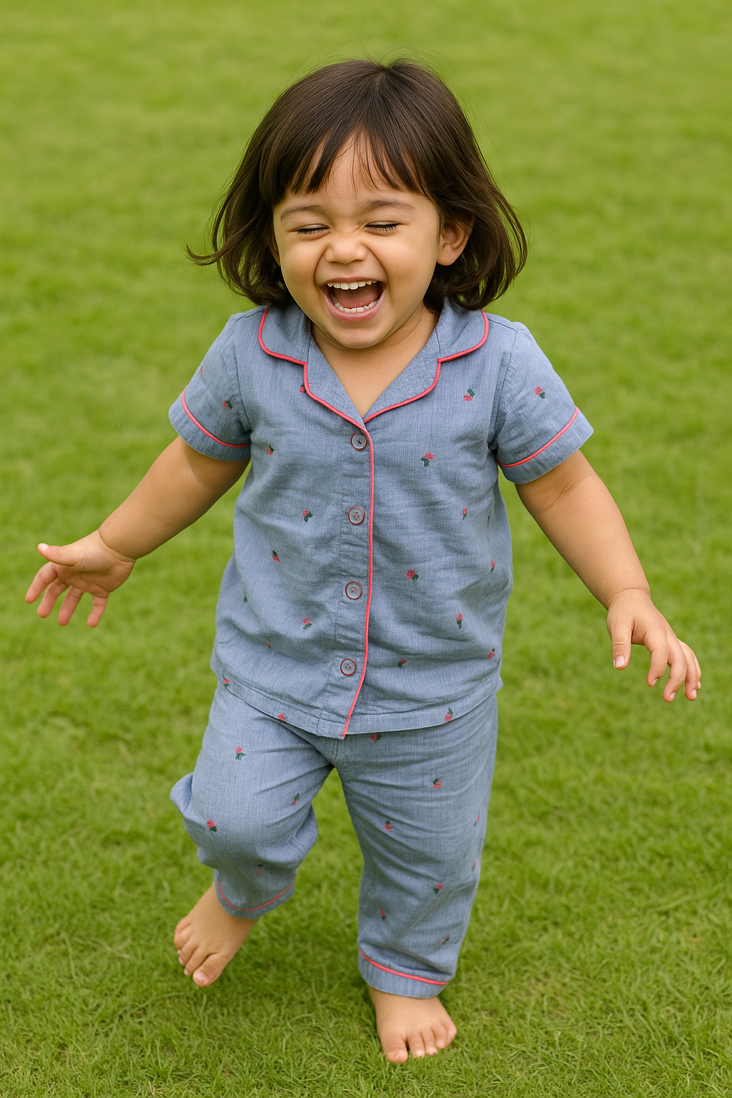 Cherry Pop Chambray Night Suit-zoom-1