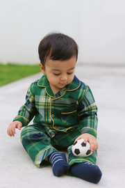 Cozy Checkered Pajama Set – Forest Green