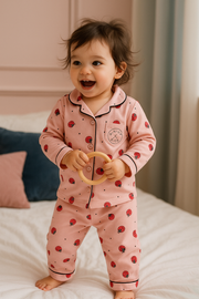 🌸 Strawberry Love Pajama Set – Soft Cotton Comfort for Baby Girls