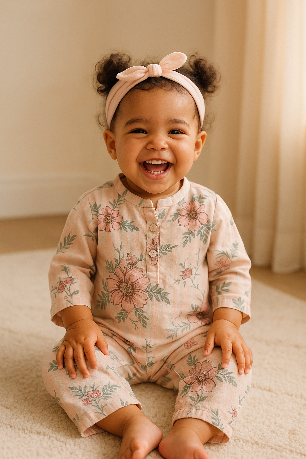 Blush Bloom Baby Night Suit Set-zoom-1