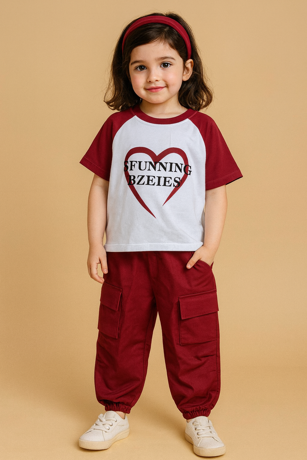 🧒 Stylish Kids’ Two-Piece Outfit – Heart Print Design 💖