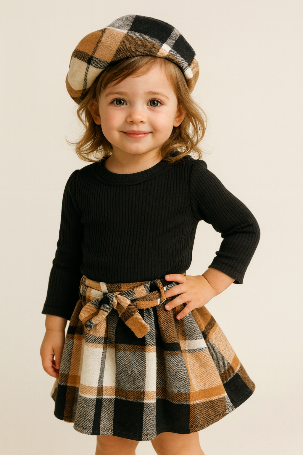 🧡 Stylish Autumn Plaid Set for Girls 🍂3-piece outfit set!