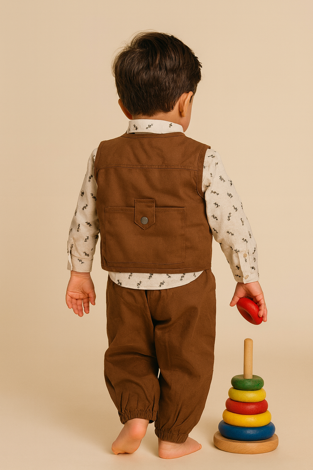 👕 Stylish Boys’ 3-Piece Outfit Set (Vest, Shirt & Pants)