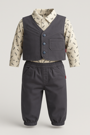 👕 Stylish Boys’ 3-Piece Outfit Set (Vest, Shirt & Pants)