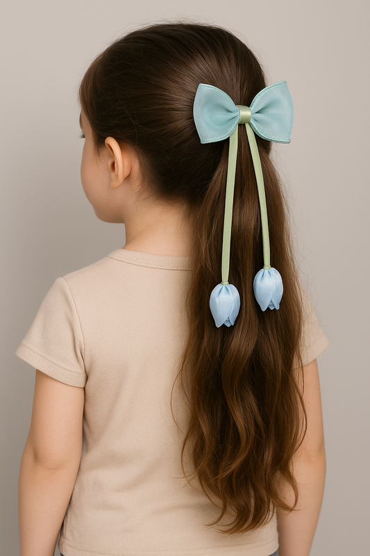 🌸 Pastel Tulip Bow Hair Accessories 🌸[set of 6 clips]
