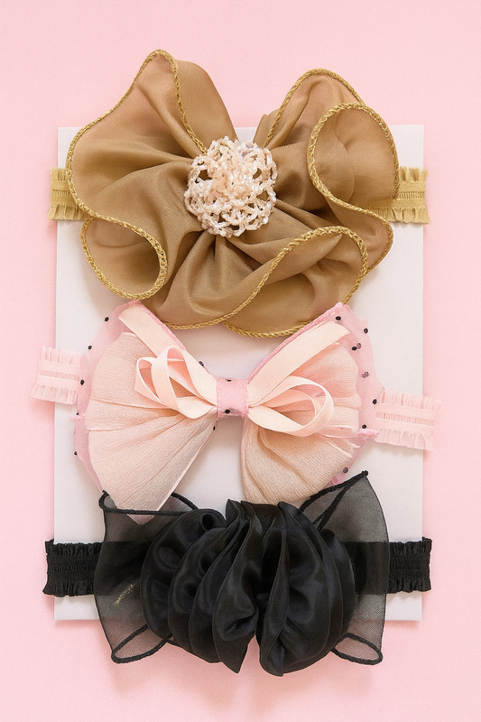 🌸 Baby Girl Premium Headband Set – 3 pcs Combo