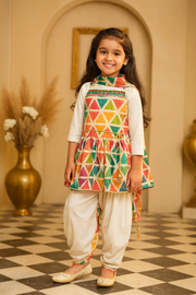 Colorful Kurta with Dhoti Pants & Dupatta – Girls Wear
