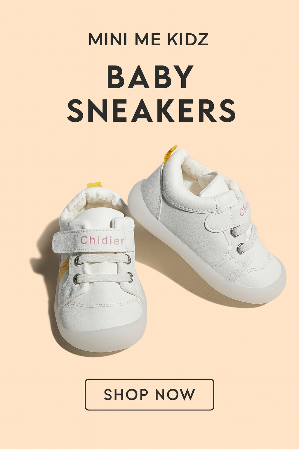 🍼 Mini Me Kidz – Soft White Baby Sneakers