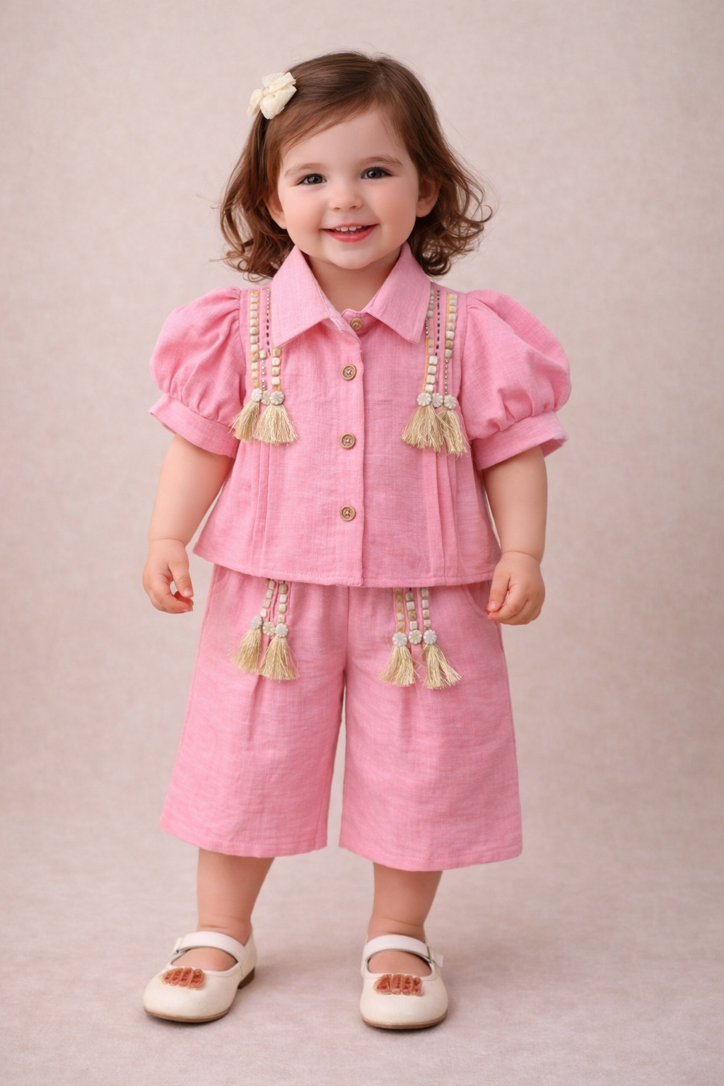 Elegant Cream Co-ord Set for Little Girls